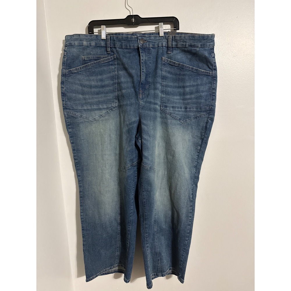 Torrid High-Rise Straight Utility Rigid Stretch Denim Jeans Blue 26 Short NWT